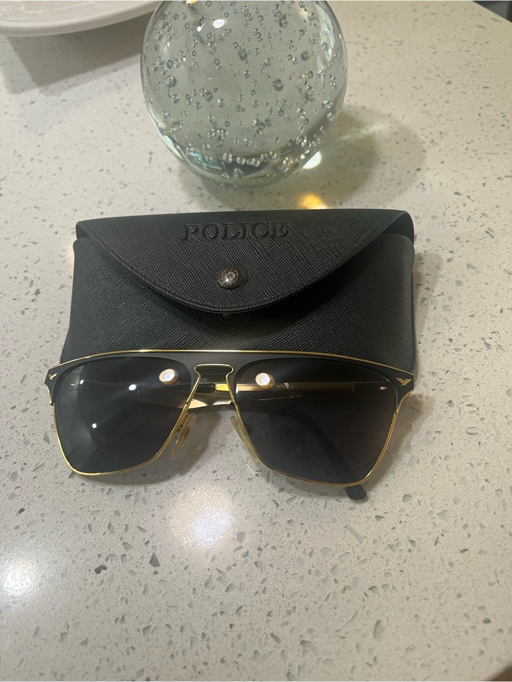 Women’s Gold and Black Metal Frame Sunglasses